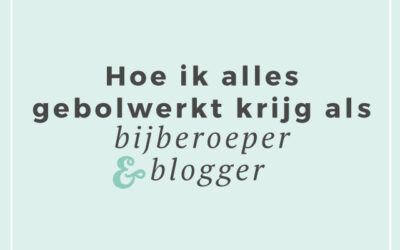 Hoe ik alles gebolwerkt krijg als bijberoeper en blogger